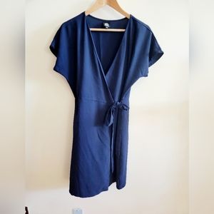 Navy V neck line wrap dress by BoBeau size Medium